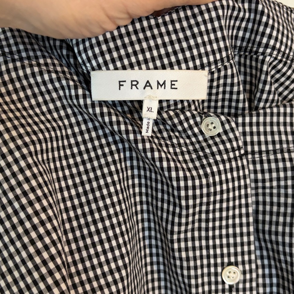 Frame Denim gingham tie back off the shoulder top size XL - Picture 7 of 8